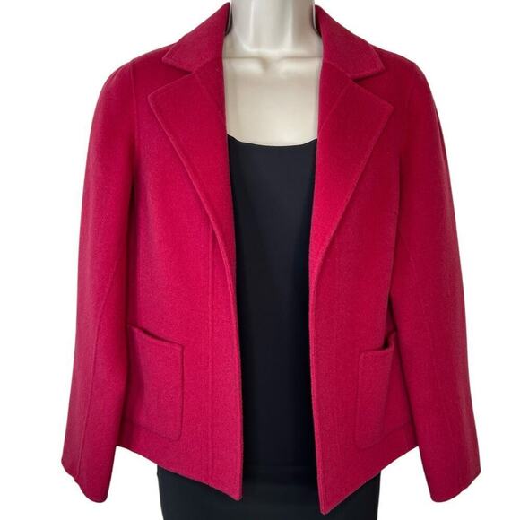 TALBOT Jackets & Blazers - TALBOTS 100% Wool Open Faced Jacket in Raspberry Women's Size 4 Petite